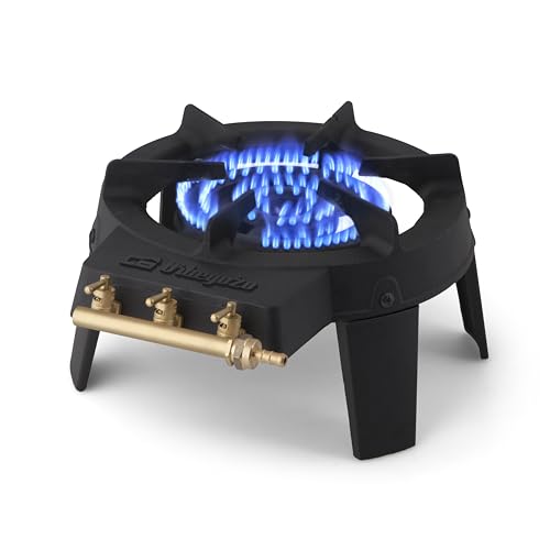 Orbegozo FO 6400 Hornillo a Gas 7000W Hierro Fundido, Quemador 18cm con 4 Coronas, 3 Llaves Independientes, Exterior, Compatible Butano/Propano, 34,5x41cm, Peso 6,3kg