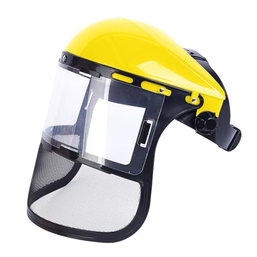 Safety Face Shield with Mesh Visor, Wire Mesh Safety Helmet, Protective Screen for Face and Eyes,Lightweight and Adjustable for Maximum Protection While Working fors Chainsaw, Gardening, Lawn