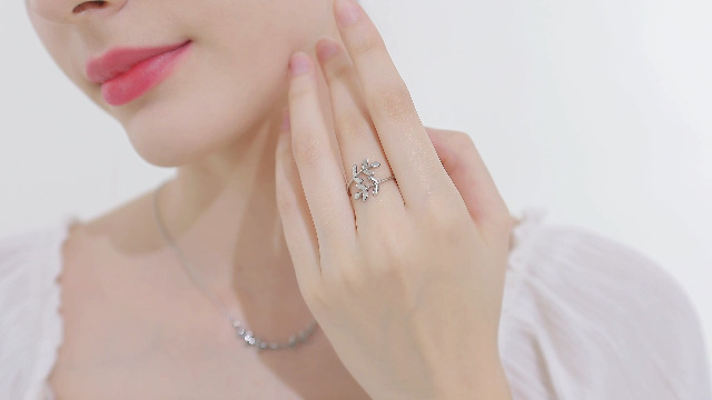 Bague Réglable Or Rose - Acier Inoxydable - Motif Feuilles De Laurier - Taille Universelle