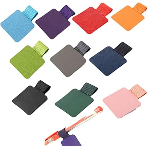 GWAWG 10 Pcs Pen Loop Holder Self Adhesive Leather Pen Holder Notebook Self Adhesive Pen Ring Mixed Color Pen Ring Elastic Pen Holder Rectangle Suitable for Tablet Diary Calendar Notebook Cover