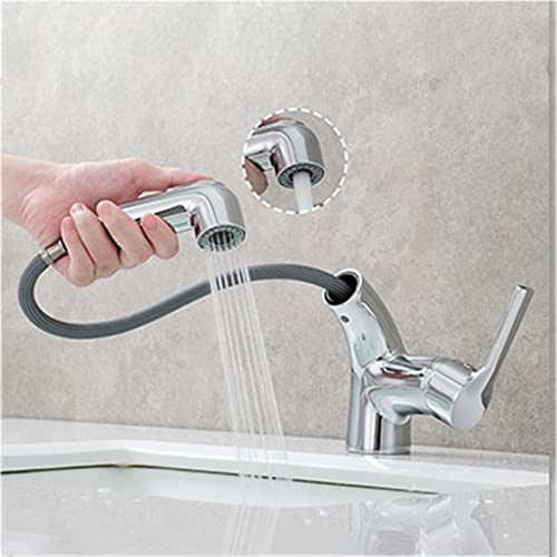 Grifo de baño extraíble con 2 funciones de aireador y control monomando de latón 3