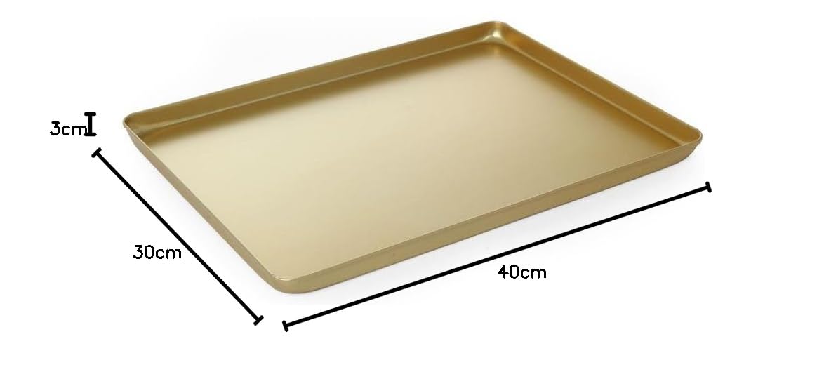 HENDI Plateau de présentation pour pâtisserie, 400x300x(H) 20mm, Aluminium léger, doré