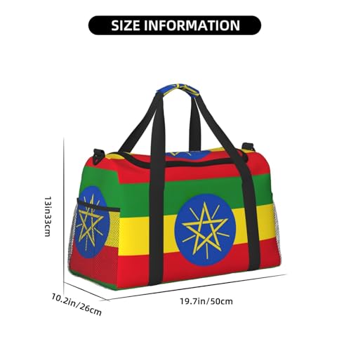 Flag Of Ethiopia Print Duffle Bag, Personal Item Travel Bag For Airlines, Weekender Bags For Women, Sports Tote Bag4