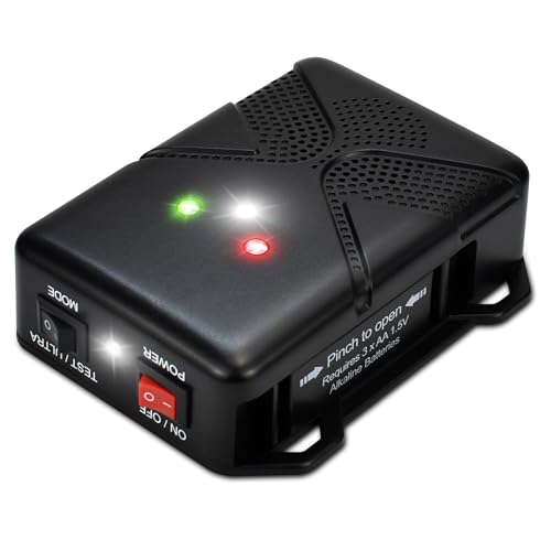 Ultrasonic Rodent Repellent for Car Engine – Battery Powered Under Hood Mouse Repeller with Flashing Strobe Light, Keeps Rats and Mice Away from Vehicle, Automobile, Truck, Garage, Attic, Barn, Shed