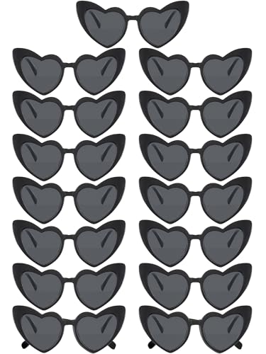 Flutesan 15 Pairs Heart Shaped Sunglasses Vintage Cat Eye Sunglasses for Bachelorette Party Supplies