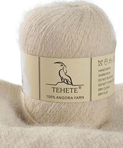 TEHETE 100% Angora Wool Yarn for Knitting and Crochet DK Double Knit, 50g, 325 m, 38 Colors, Soft and Fluffy -Orange,860
