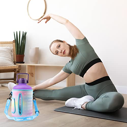 Image of QuiFit 1 Gallon Water Bottle - with Straw & Motivational Time Marker Leak-Proof BPA Free Reusable Gym Sports Outdoor Large(128OZ /73OZ) Capacity Water Jug