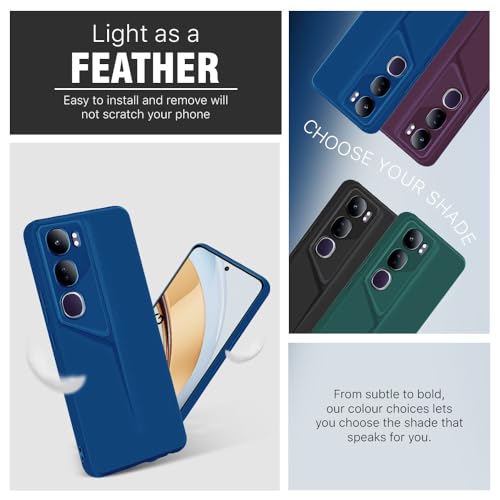 Image of WOW IMAGINE Slim Back Cover for Vivo Y300 5G | Blade Series Ultra Thin Case with Lightweight Design | Camera Protection | Soft Matte Silicone Flexible Mobile Case - Blue