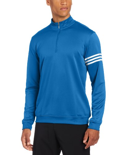 adidas Golf Men's Climalite Long Sleeve/Layering 3-Stripe Pullover, Ultramarine/White, Small