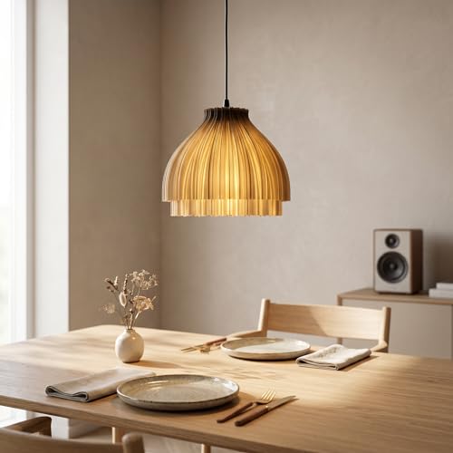Image of Pendant Lamp 3D Printed for Home Decoration | Hanging Ceiling Light for Bedroom, Living Room, Dining Space | Stylish Modern Lamp for Ambient Lighting and Interior Design (Balck)