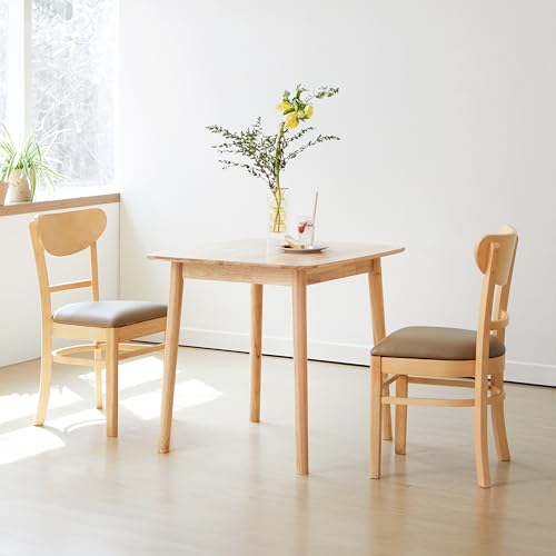 Image of Livinia Aslan 29.5 inch Malaysian Oak Square Wooden Dining Table /Small Solid Wood Kitchen Desk (Natural Oak)