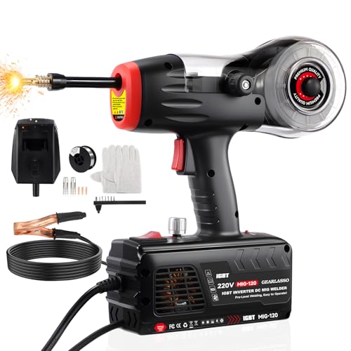 GEARLASSO Handgehaltenes MIG-Schweißgerät 220 V 20120 A tragbares Flux Core-Schweißgerät tragbares Flux-MIG-Schweißgerät gasloses MIG-Schweißgerät
