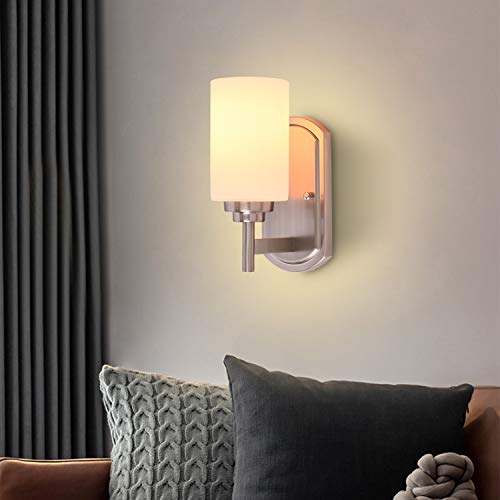 Galtlap MB20033-1 Modern Wall Sconces Set Of 2, Bathroom Vanity Lights With White Frosted Glass, Wall Lighting Fixtures Satin Nickel thumb #6