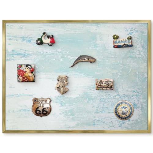 Pizarra magnética de pared 80x60 ultraplana con elegante marco dorado para notas y menú