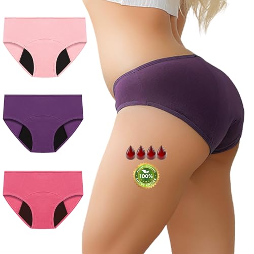 NUBE ROJA Bragas Menstruales Flujo Abundante, Bragas de Mujer, Braguitas Postparto para Mujer, Periodo Menstrual, Ropa Interior de Algodón Cintura Media (FR/ES, Letras, L, Regular, Regular, Rosa)