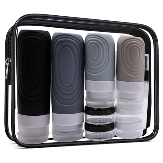 Noviatrix Juego de 18 Botes Viaje Silicona de 60/90ml, Botes Viaje Portátil Recargable a Prueba de Fugas con Neceser Transparente para Champú, Loción, Acondicionador, Gel de Ducha