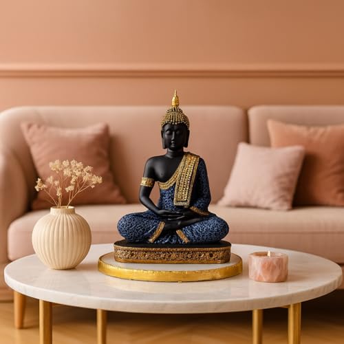 Image of Beautiful Resin Meditating Buddha Statue for Home Decor (Pack of 1, Purple & Black)