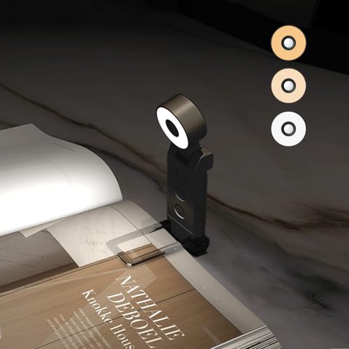 Image of Thclmdse Rechargeable Book Light, Bookmark Light,Reading Light for Book in Bed, USB Rechargeable LED Night Light with 5 Color temperatures and 6 Brightness Levels (Black)