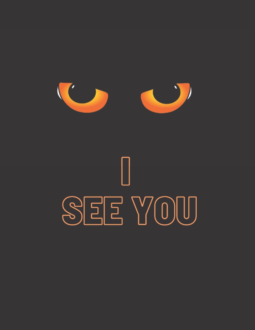 Black Cat Notbook - i see you - 120 pages 8,5x11 , Black Background