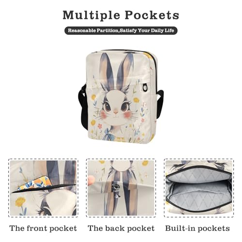 Vintage Cute Cartoon Rabbit small messenger bag for women cross body bag for woman Womens Casual Purses Adjustable Strap for School work2