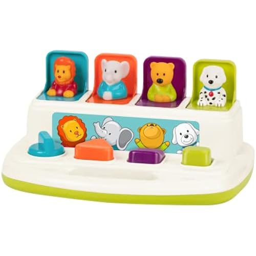 Battat Pop-Up Pals, Cause-and-Effect Pop-Up Animal Toy, Toddler, 4 Pals