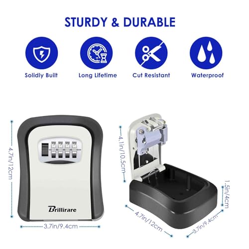 Brillirare CH-846 Key Lock Box, Waterproof Combination Lockbox Wall Mount 4 Digits thumb #1