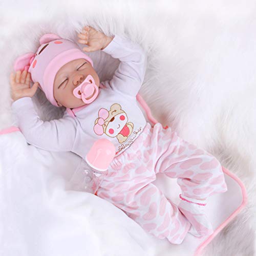 ZIYIUI Reborn Baby-Puppe 22Zoll 55cm Weiches Vinylsilikon Realistisch Baby Puppe Lebensecht Reborn Baby Mädchen Handgemacht Neugeborene Wie echtes Babypuppe – Bild 3