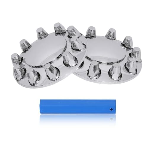 XIUHUA Chrome ABS Front Axle Wheel Cover for Semi Truck Plastic Hub Cover with 33mm Screw-On Lug Nut Covers 2 Front Axle Wheel Covers Hubcap (Standard Front)
