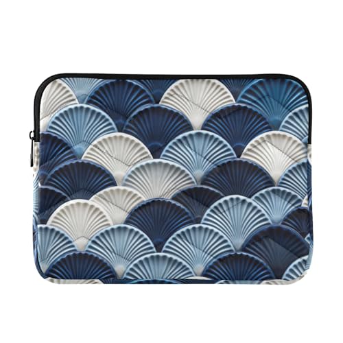 Funda para portátil de 13-14 pulgadas con diseño escamas azul