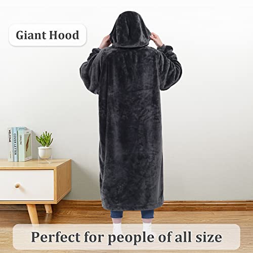 Kpblis Wearable Blanket Hoodie For Women And Men, Oversized Wearable Hoody Blanket Sweatshirt, Warm And Cozy Giant Wearable Fleece Blanket With Sleeves And Giant Pocket For Adults And Kids, Dark Gray #TOP1