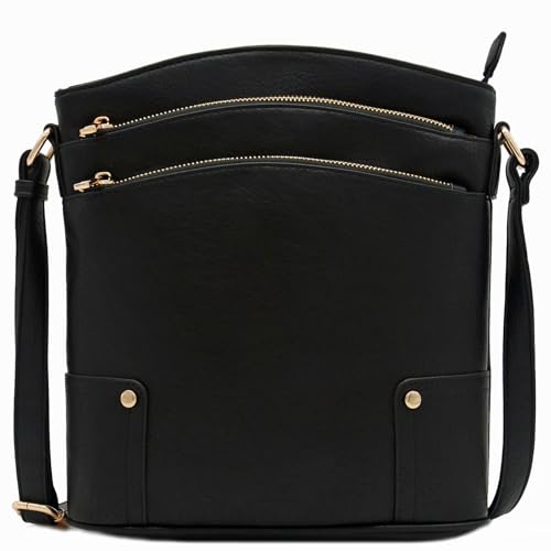 ALYSSA Triple Zip Pocket Large Crossbody Bag