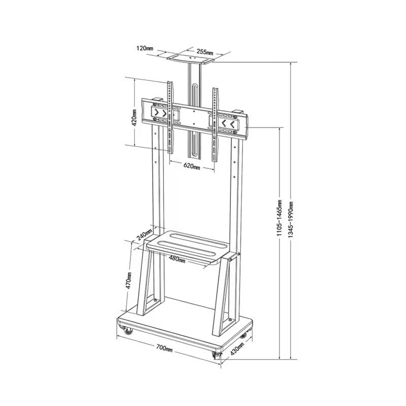 Image of AUDIOVAN TV Stand with Wheels for TV Display Rolling Metal TV Cart Trolley Mobile Movable TV Bracket (AVT-110PR)
