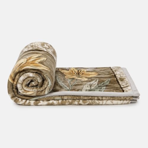 Image of Signature Special Limited Edition Super Soft Double Layered Blanket - 1100 GSM Winter Luxury - Reversible, Ultra Warm & Plush - King & Single Bed (Golden Lily, Double)