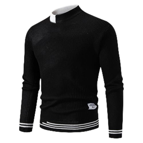 Long Sleeve Knit Sweater Men Long Sleeve Mock Neck Pullover Sweater Casual Winter Warm Basic Sweaters