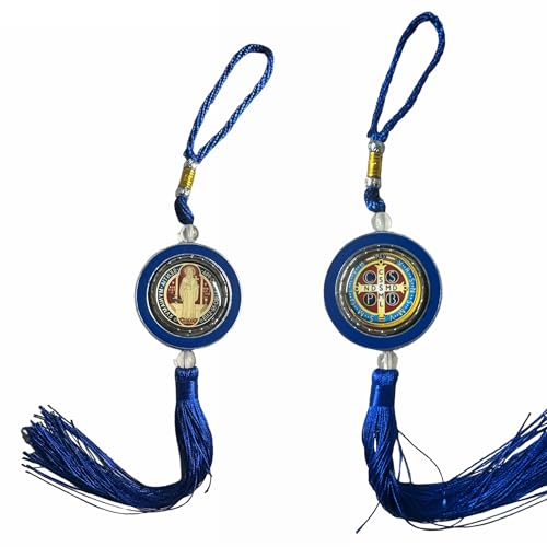 St Benedict San Benedicto Benito Colgante Religioso para el Espejo Retrovisor con o sin Postal de rezo English or Spanish Card Religious Pendant for Rearview Mirror (Pendant+Card)