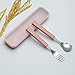 VANRA 2-Piece Children Flatware Set 18/10 Stainless Steel Child Tableware Set Silver Cutlery Set Silverware Dinner Utensils Spoon Fork Set with Travel Case for Kids (Chrome Finished) (Pink)
