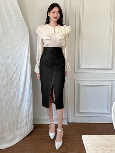 High Waist Side Slit Pencil Skirt Basic Women's Summer Casual Vinage Skirt4