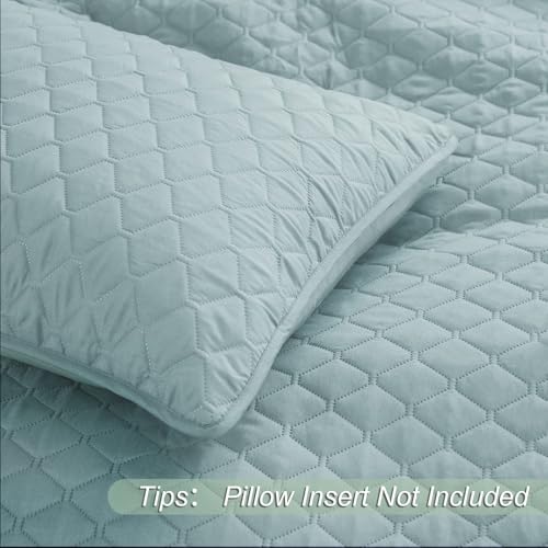 Exclusivo Mezcla Reversible Full Queen Quilt Bedding Set with Pillow Shams, Lightweight Quilts Queen Size, Soft Bedspreads Bed Coverlets for All Seasons - (Light Blue, 90"x96")