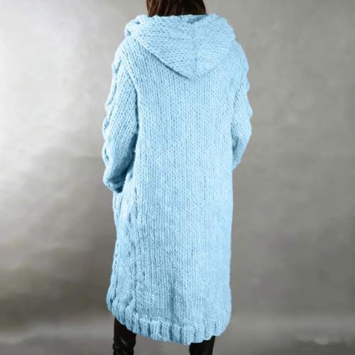 Womens Cable Knit Long Sweaters, Chunky Warm Button Down Cardigan Sweaters - image 6