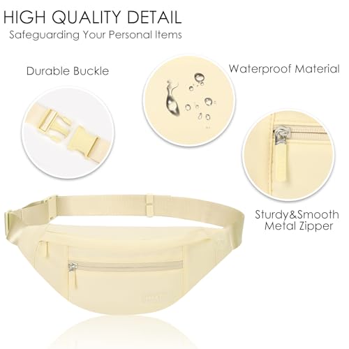 Image of Large Crossbody Bag Waist Pack Sling Fanny Pack for Women Trendy Travel Essential Belt Bags with Adjustable Strap,Pale Yellow