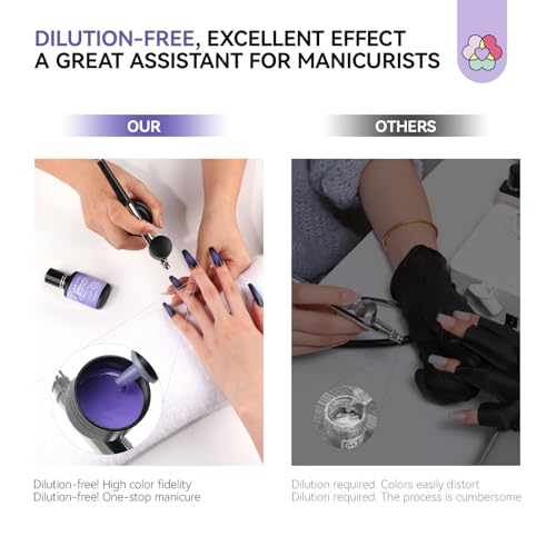 Image of SAVILAND Plus Airbrush Gel Nail Polish Dilution-free: 20 ml Purple Non-Acetone Nail Polish for Airbrush Fine Mist Nail Gel Polish No Clogging Castor Oil VE Airbrush Paint for French Cat Eye Paint