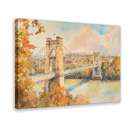 HKXAG Bristol Watercolor Poster Landscape Wall Art Bristol Wall Hanging Home Décor Gift Art Lovers United Kingdom Canvas Poster Bedroom Decor Room Frame 24x36inch