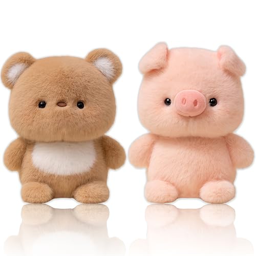 EduPlayte 2 Stück Plüsch Spielzeug, Piggy Plüschpuppe, Fluffy Little Bear, 16cm Nettes Cartoon Plüschtier, Geschenk für Kinder Jungen Mädchen