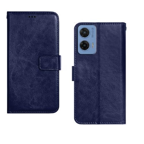 Image of amazon basics Moto G96 5G Flip Cover | Card Pockets Wallet & Stand | Flip Cover for Moto G96 5G (Blue)
