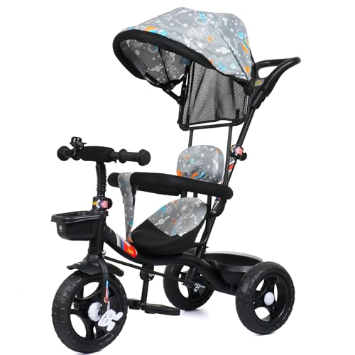 Luusa® Galaxy Edition Gt-500 Tricycle Plug and Play | Tricycle with Height Adjustable Parental Control | Kids Safety Belt | Foam/Cushion Seat | Bell | 1-5 Years Old Kids | Make in India (Grey) (B0CZLMKSQZ) Amazon Price History, Amazon Price Tracker