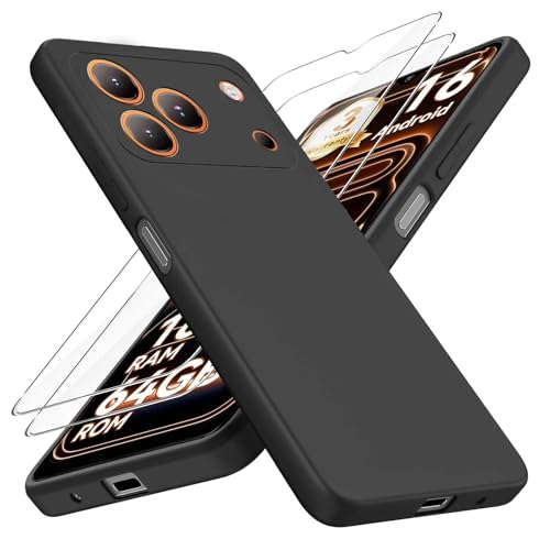 Chenvovoay Schwarz Hülle für Blackview Wave 7C (6,56 Zoll) Schutzhülle mit 2 Stück Gehärtetes Glas Schutzfolie, Kratzfestes Weich Silikon TPU Handyhülle Hülle Black Cover