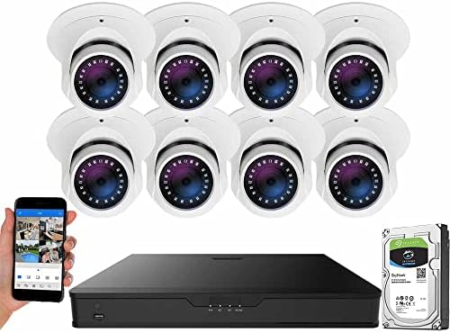 GW Security Cameras System 8CH (3840x2160) HD-TVI 4K CCTV DVR with 8 Weatherproof 3840TVL 8MP 100ft Night Vision UltraHD 4K Outdoor / Indoor Surveillance Dome Cameras, App & Email Alert with Snapshot