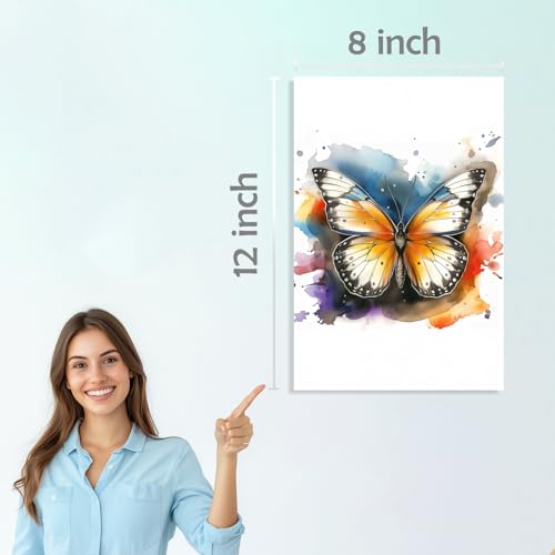 Image of SiddArtify Vibrant Watercolor Butterfly Art Print Set - Sticker - 8x12 Inch - Pack of 6 Wall Room Decoration art Poster Prints