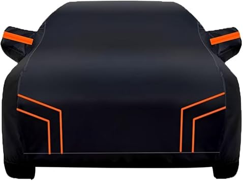 All-Weather car Cover Compatible with MG MG5 2012,Waterproof Full car Cover, Rainproof, Sunproof and Windproof Outdoor car Cover Black Orange