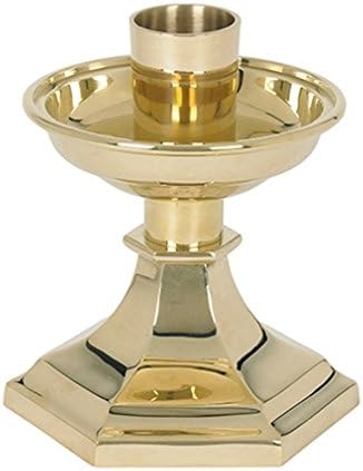 Windsor CollectionPolished Brass Hexagon Base Altar Candlestick, 6 3/4 Inch
